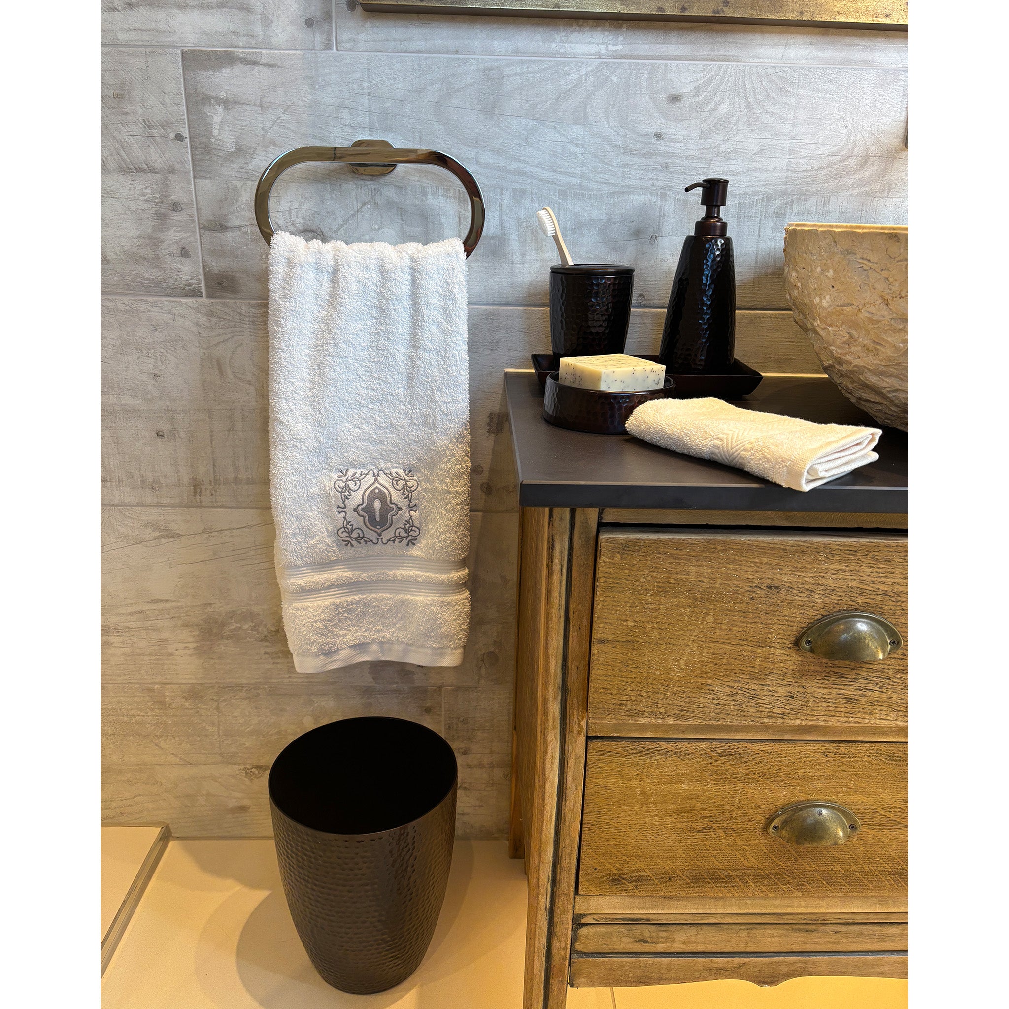 Hammered Pattern Dark Bronze Soap Dispenser